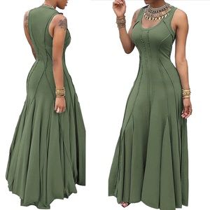 Olive Green Bohemian Maxi Dress